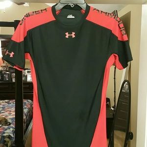 Under Armour, Compression Tee, Black/Red, LG